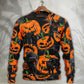 Halloween Black Cat Pumpkin Tropical Art – Sweater - Ugly Christmas Sweater
