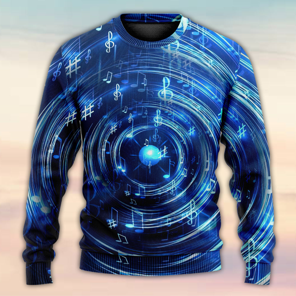 Music Neon Circle With Music Notes – Sweater - Ugly Christmas Sweater