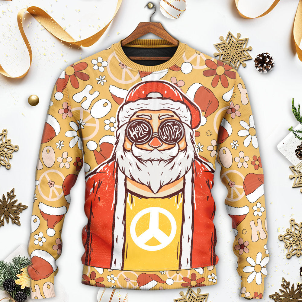 Christmas Santa Cutie Hippie Groovy Style – Sweater - Ugly Christmas Sweater