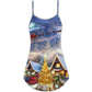 Christmas Santa Reindeer Snowman Family Love – Women's Summer Sleeveless V-Neck Camisole Dress