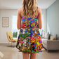 Hippie Mushroom Happy Together – Women's Summer Sleeveless V-Neck Camisole Dress