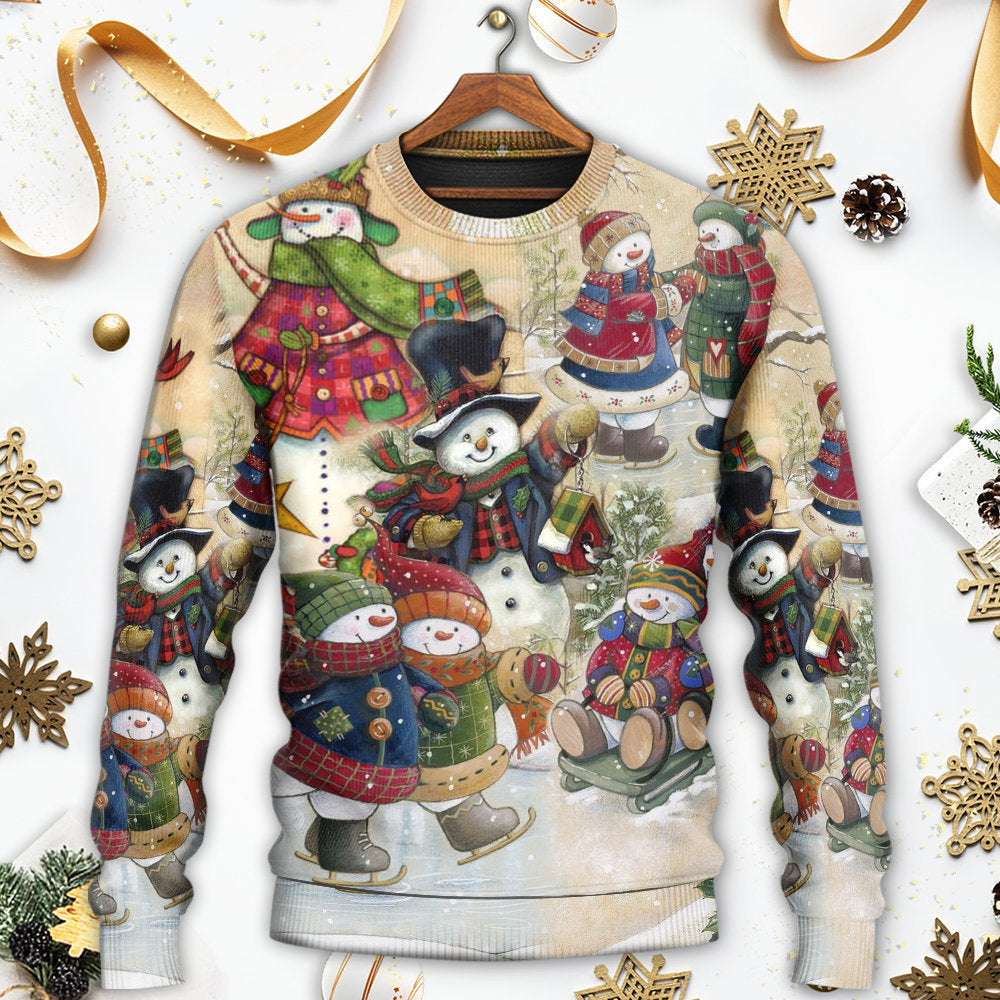 Christmas Couple Snowman Winter Love – Sweater - Ugly Christmas Sweater