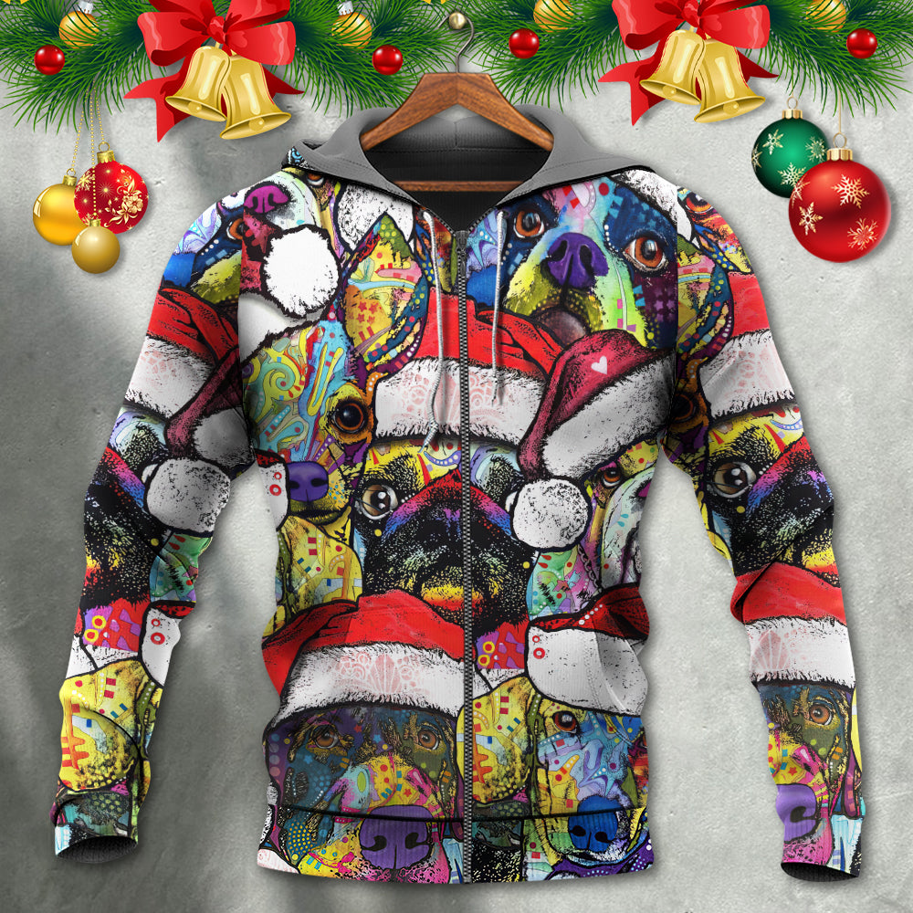 Christmas Dog Colorful Art With Love - Hoodie