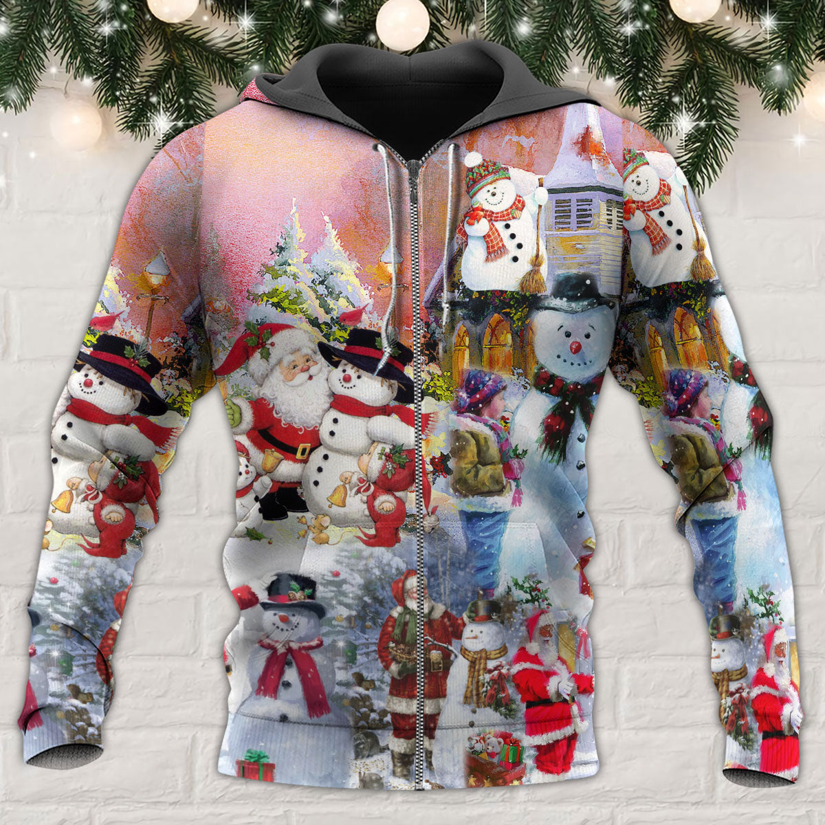 Santa Snowman Winter Village - 3D Hoodie