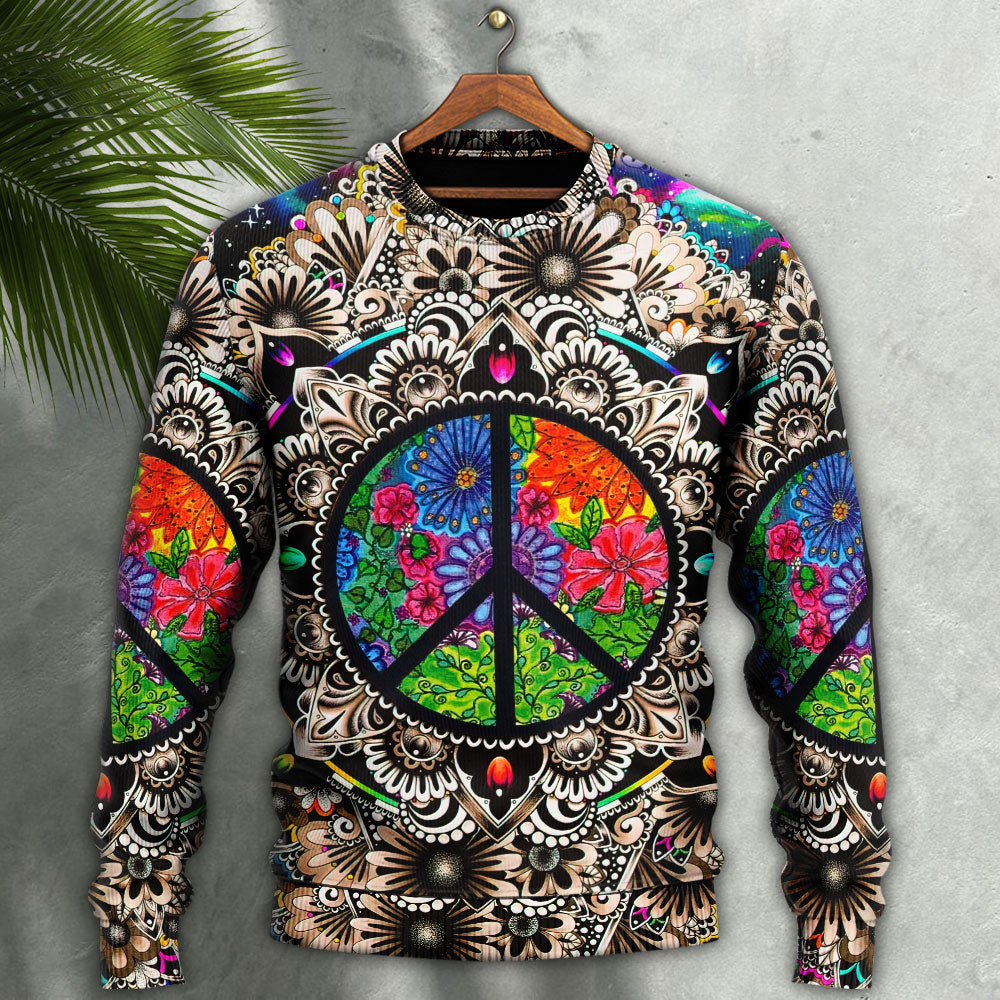 Hippie Peace Sign Galaxy Art – Sweater - Ugly Christmas Sweater