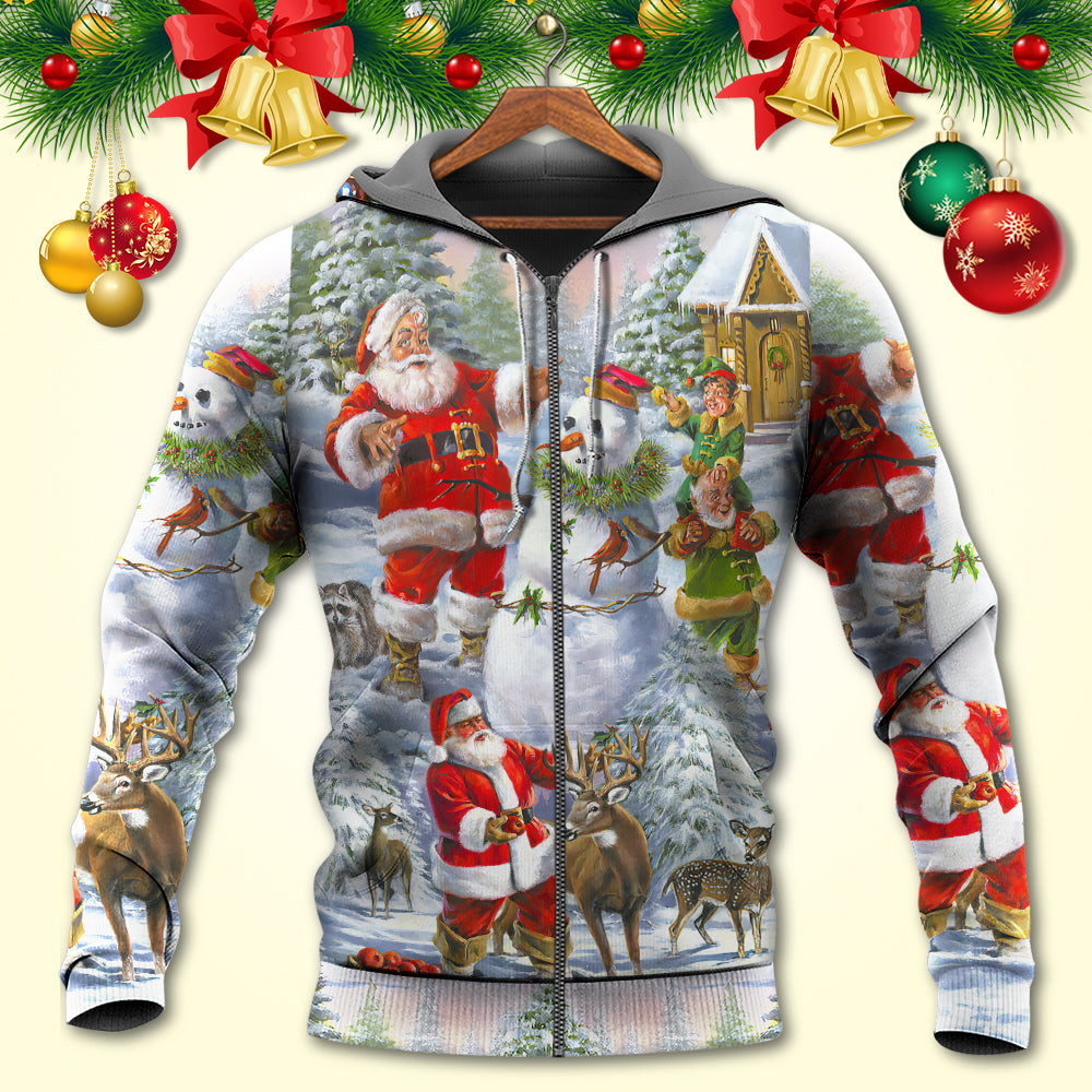 Santa Snowman Elf Happy Art - 3D Hoodie