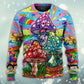 Hippie Colorful Mushroom Happy Life – Sweater - Ugly Christmas Sweater