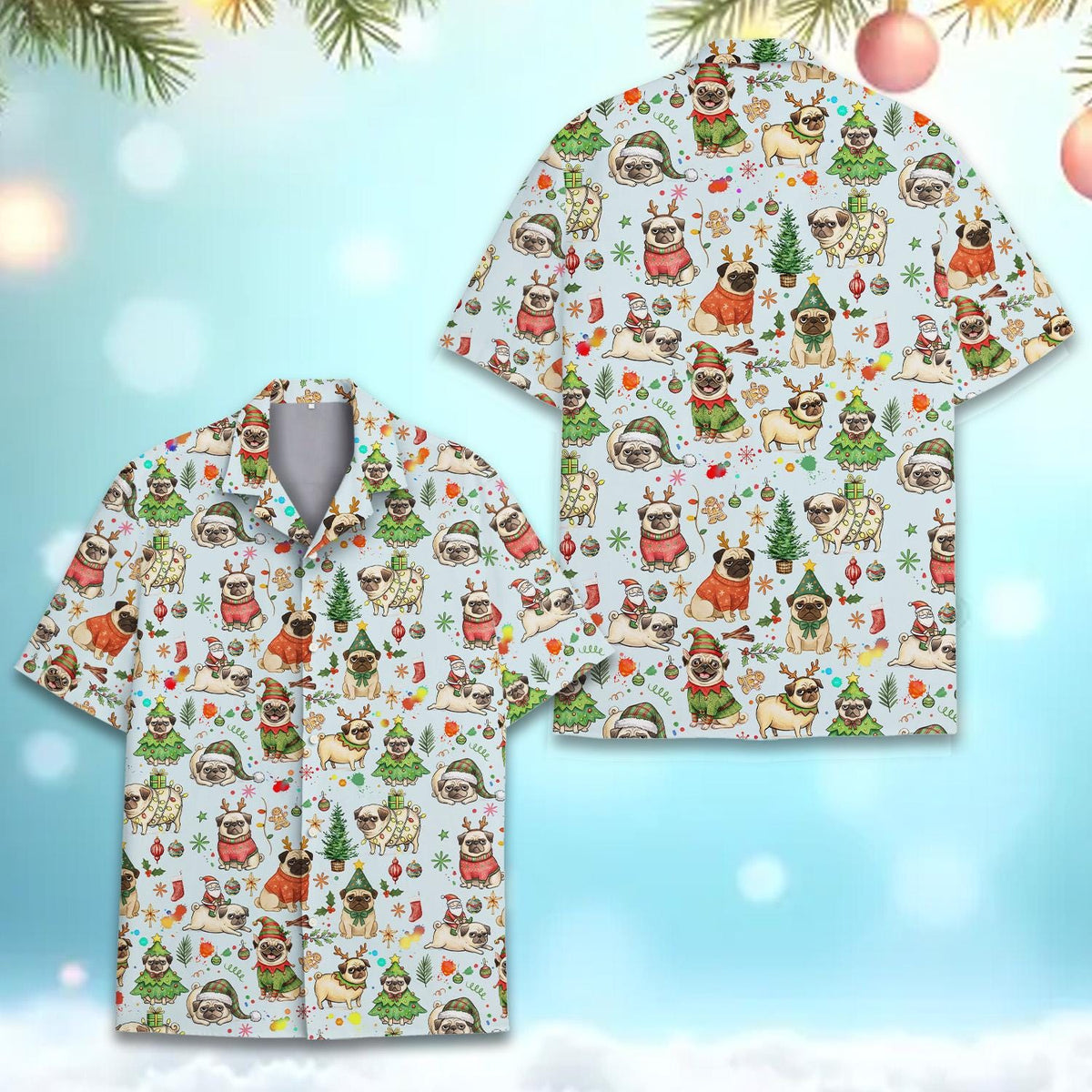 Christmas Pug Funny Dog Festive Holiday – Hawaiian Shirt