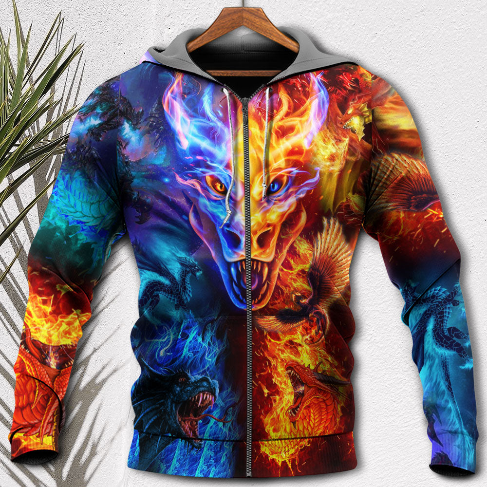 Dragon Fire And Water Power - 3D Hoodie