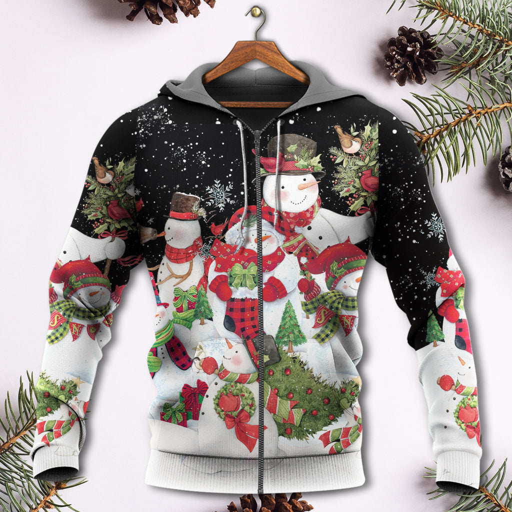Christmas Cute Snowman Happy Xmas Cardinal - Hoodie