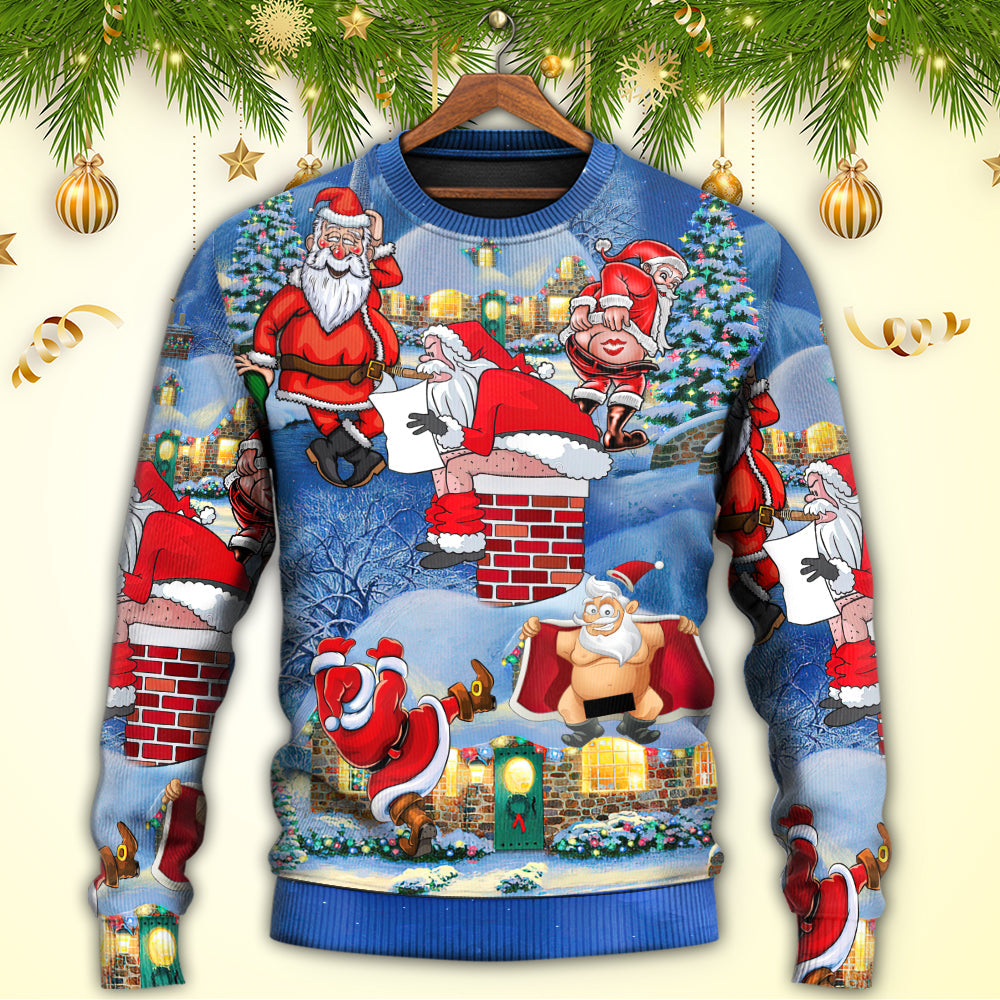 Christmas Rebellious Santa Fun Art – Sweater - Ugly Christmas Sweater