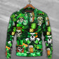 Irish Skull St Patrick Green Light – Sweater - Ugly Christmas Sweater
