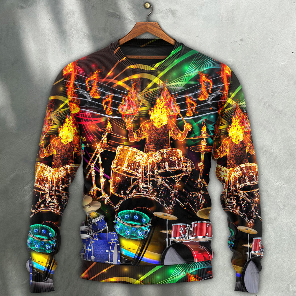 Drum Is My Life Colorful Light Art – Sweater - Ugly Christmas Sweater