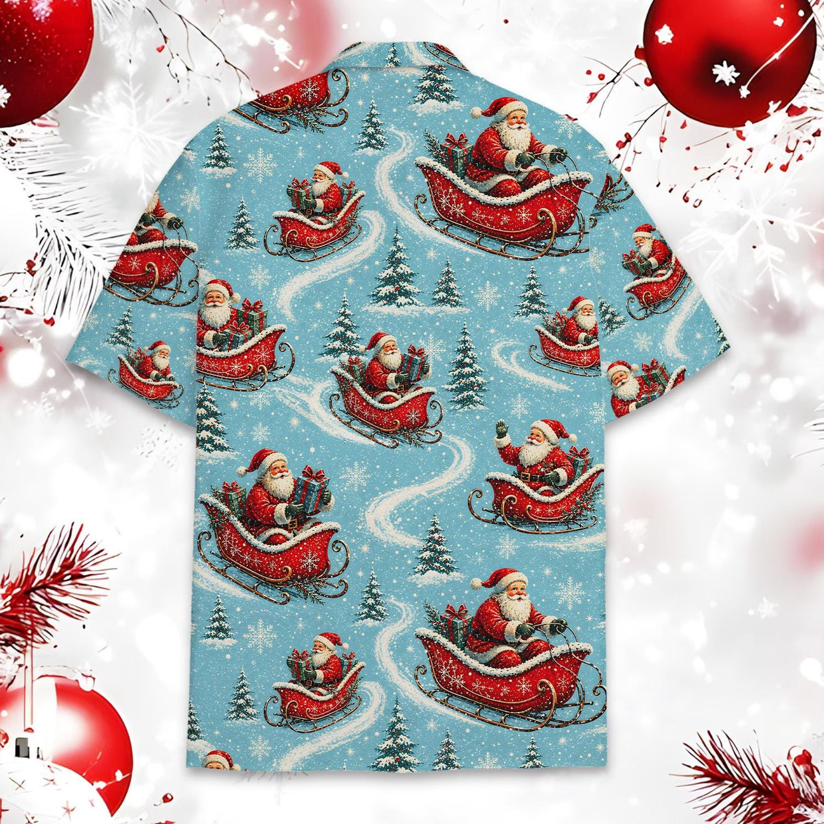 Santa Christmas Snowy Sleigh Festive Holiday – Hawaiian Shirt