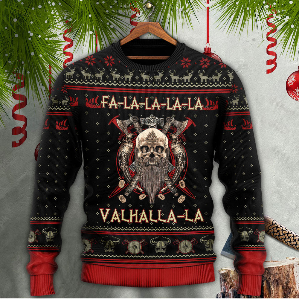 Viking Valhalla Black And Red Style – Sweater - Ugly Christmas Sweater
