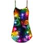 Christmas Santa Tree Snowman Neon – Women's Summer Sleeveless V-Neck Camisole Dress