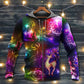 Christmas Reindeer Neon Light Bright Style - Hoodie