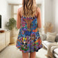 Hippie Colorful Skull Love Life – Women's Summer Sleeveless V-Neck Camisole Dress