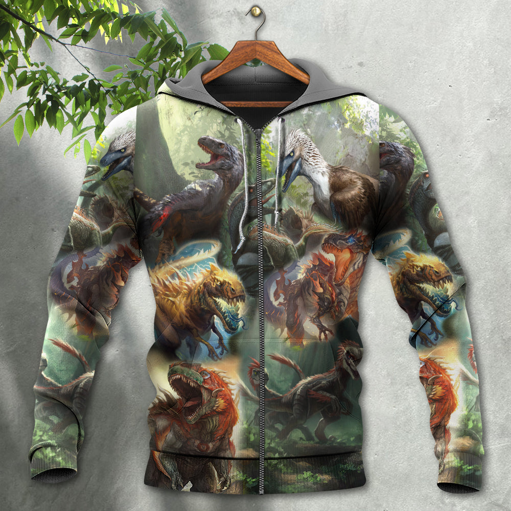 Dinosaur Roaring In Jungle Adventure - Hoodie