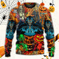 Halloween Skull Pumpkin Dark Art Style – Sweater - Ugly Christmas Sweater