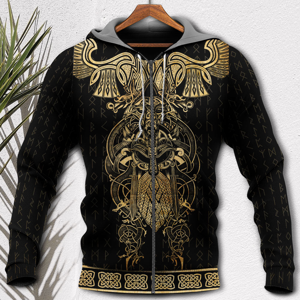 Viking Warrior Raven Yellow Symbol Style - Hoodie