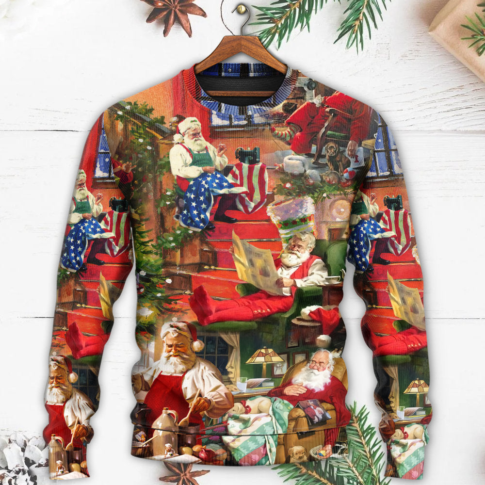 Christmas Santa Daily Life Art Style – Sweater - Ugly Christmas Sweater