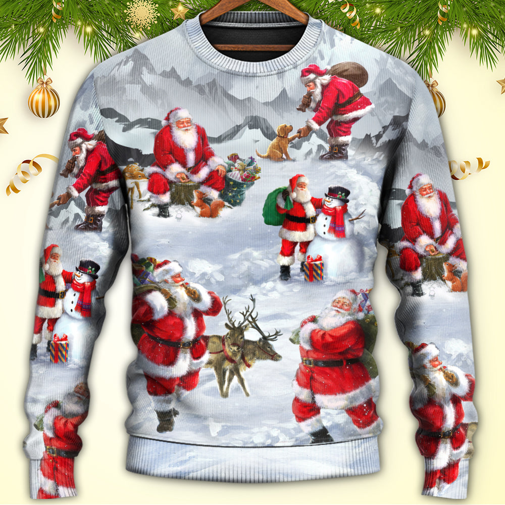 Christmas Santa Snow Mountain Art – Sweater - Ugly Christmas Sweater