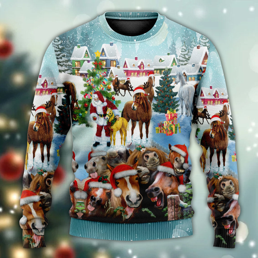 Horse Loves Christmas Happy Style – Sweater - Ugly Christmas Sweater