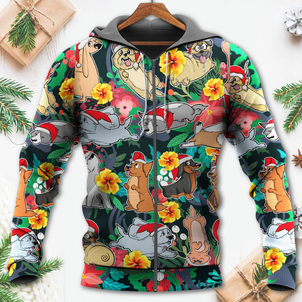 Christmas Dog Santa Merry Xmas - Hoodie