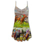 Horse Racing Dont Look Back – Women's Summer Sleeveless V-Neck Camisole Dress