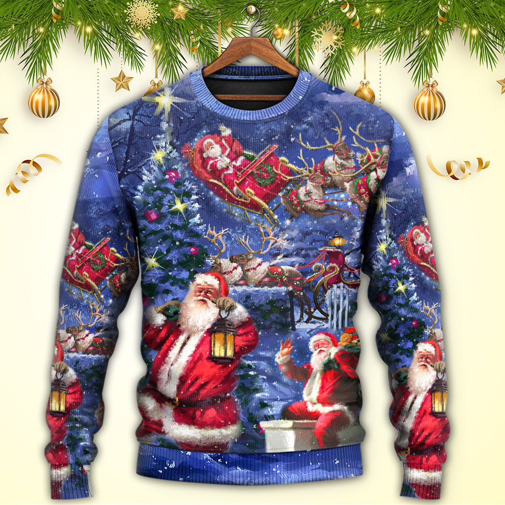 Christmas Santa Chilling Happy Xmas Light – Sweater - Ugly Christmas Sweater