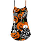 Halloween Skeleton Pumpkin Scary – Women's Summer Sleeveless V-Neck Camisole Dress