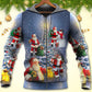 Christmas Santa Claus In Love Light Xmas Tree - Hoodie 