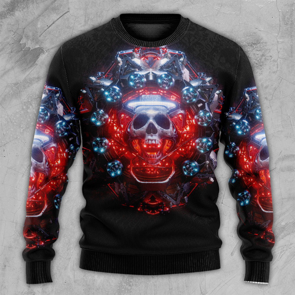 Skull Electric Dream Fantasy Art – Sweater - Ugly Christmas Sweater