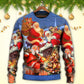 Christmas Santa Up On Rooftop Art Style – Sweater - Ugly Christmas Sweater