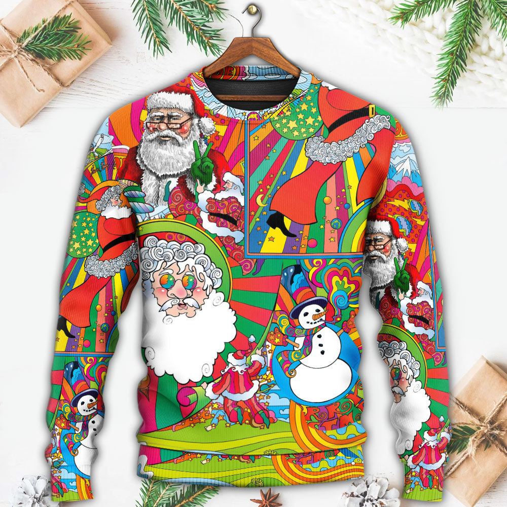 Hippie Santa Merry Xmas Style – Sweater - Ugly Christmas Sweater