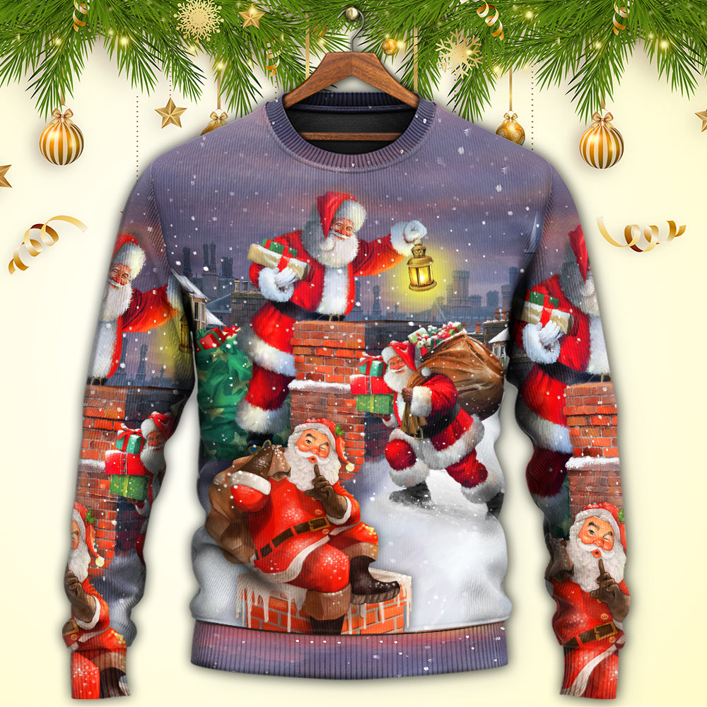 Christmas Having Fun With Santa Gift Art – Sweater - Ugly Christmas Sweater