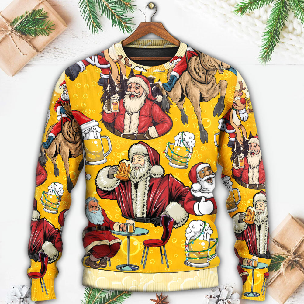Funny Beer Lover Santa Merry Xmas – Sweater - Ugly Christmas Sweater