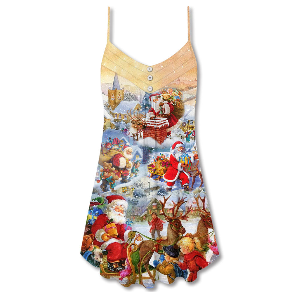 Christmas Holly Jolly Holiday – Women's Summer Sleeveless V-Neck Camisole Dress