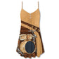 Vintage Drummer And Lady Art – Women's Summer Sleeveless V-Neck Camisole Dress
