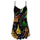 Christmas Wine Rum Neon Party – Women's Summer Sleeveless V-Neck Camisole Dress