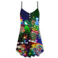 Dinosaur Lover Christmas Joy – Women's Summer Sleeveless V-Neck Camisole Dress