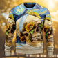 Skull And Sunflower Vintage Starry Night Art – Sweater - Ugly Christmas Sweater