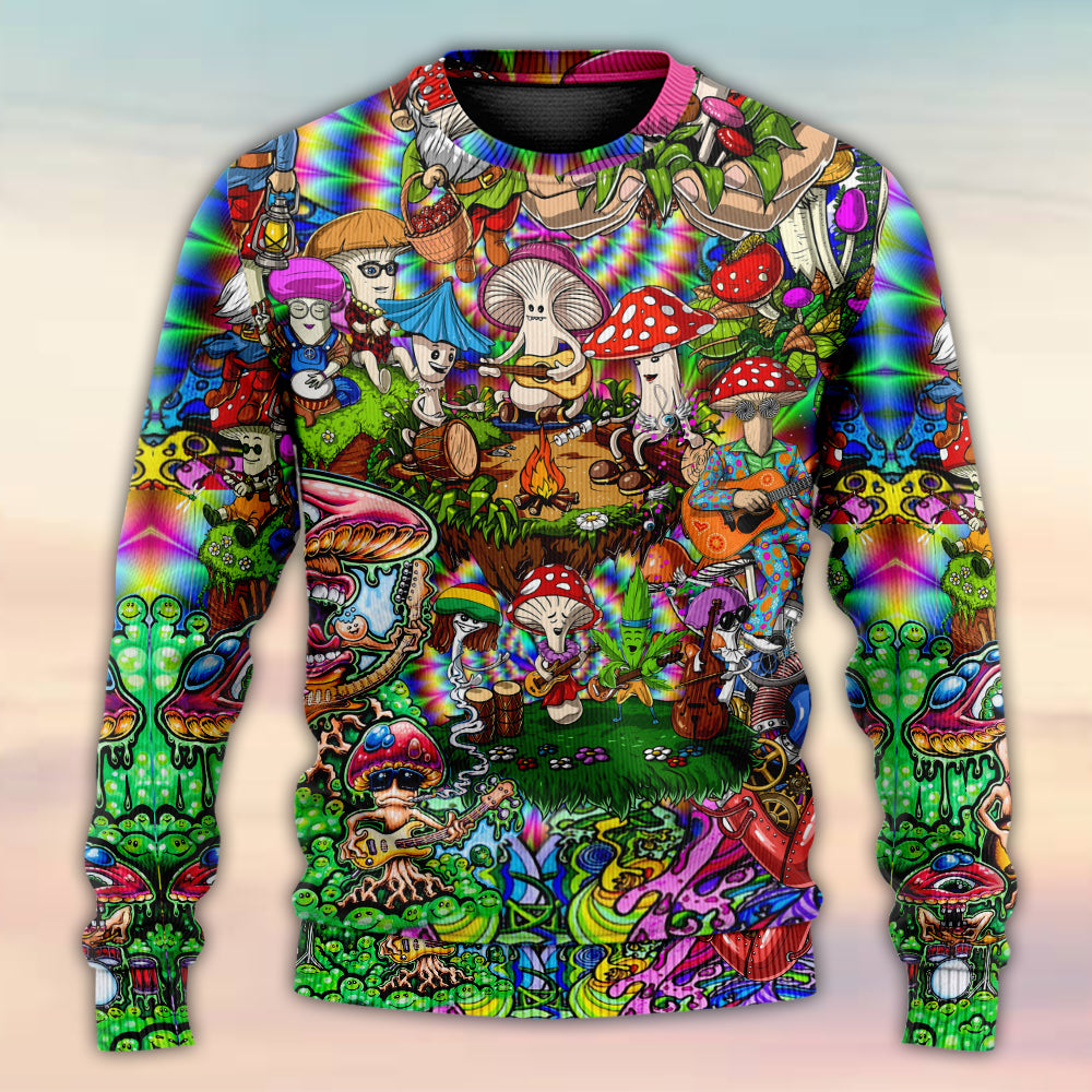 Hippie Mushroom Music Life Art – Sweater - Ugly Christmas Sweater