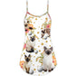 Cat Playing Golf Bling Flower – Women's Summer Sleeveless V-Neck Camisole Dress