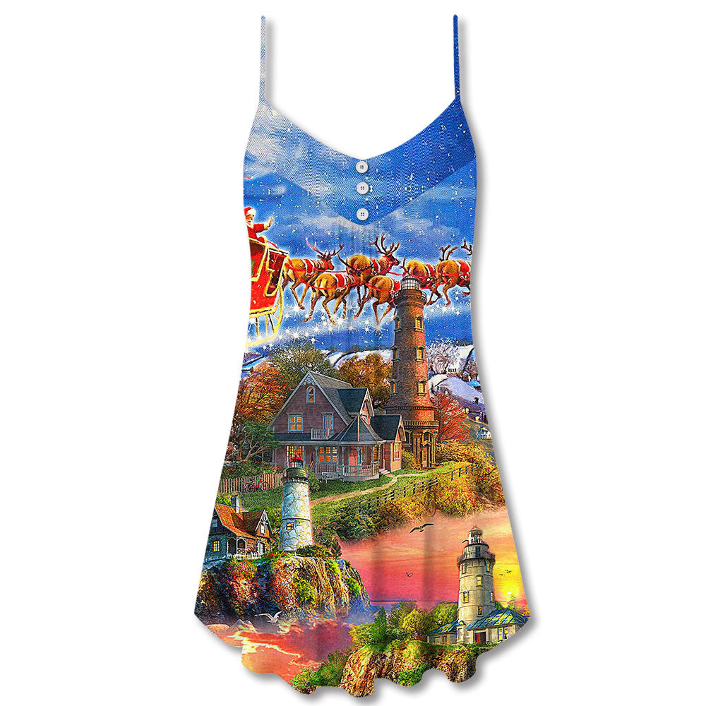 Lighthouse Shine Through Darkness – Women's Summer Sleeveless V-Neck Camisole Dress