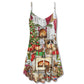 Dog Lover Merry Xmas – Women's Summer Sleeveless V-Neck Camisole Dress