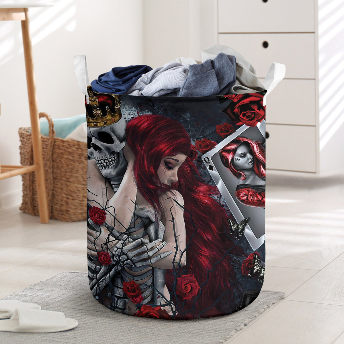 Skull Love Is Life Rose - Laundry Basket - Owls Matrix LTD