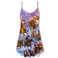 Santa And Horse Holiday – Women's Summer Sleeveless V-Neck Camisole Dress