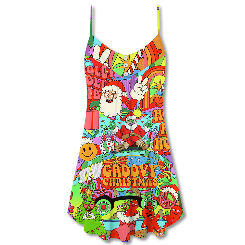 Hippie Santa Peace Bus – Women's Summer Sleeveless V-Neck Camisole Dress